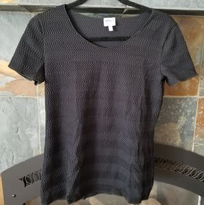Armani Collezioni Black Short Sleeve Blouse With Wavy Textured Fabric size 8